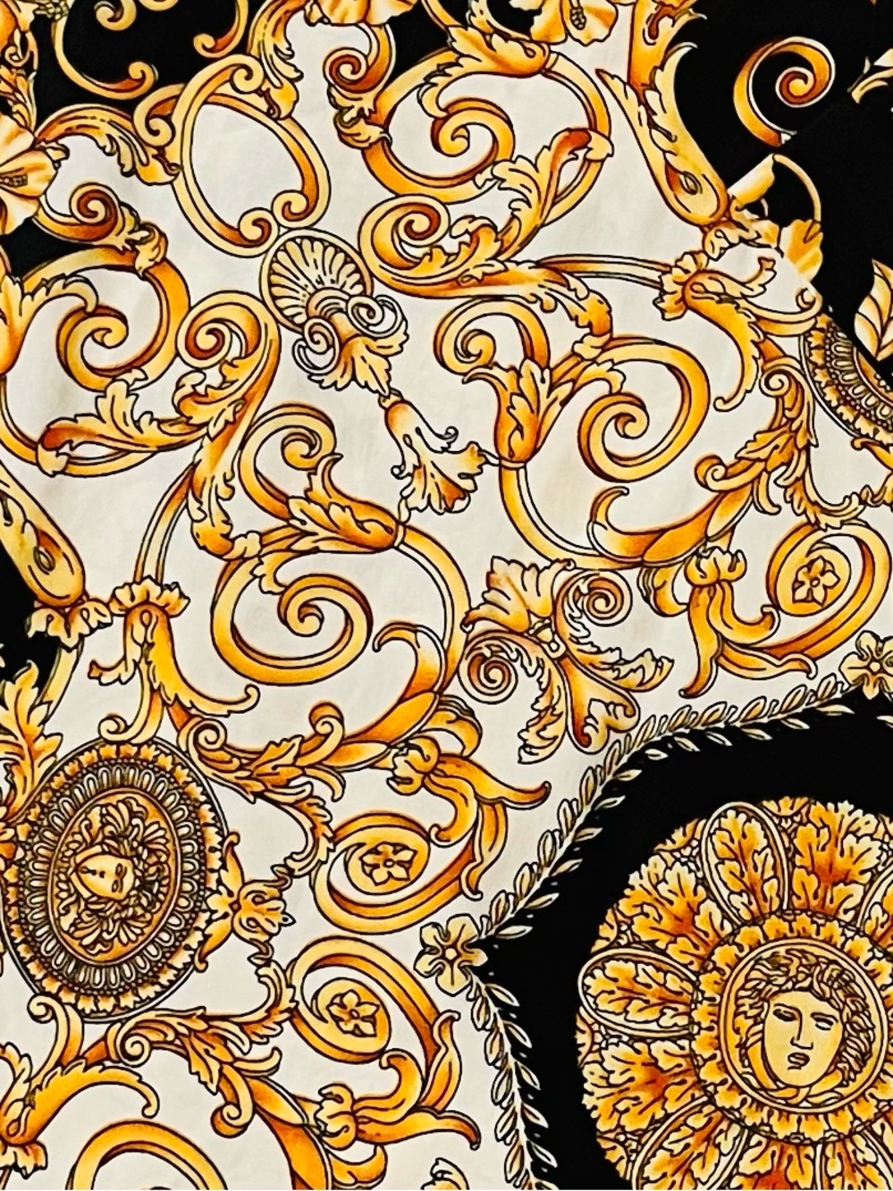Medusa Baroque Print Shirt in Black and Gold